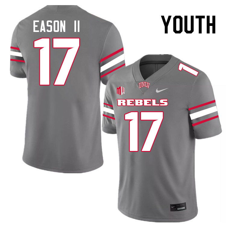 Youth #17 Nijrell Eason II UNLV Rebels College Football Jerseys Stitched-Grey